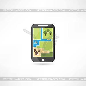 Phone map icon - vector image