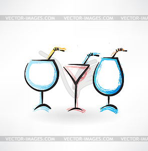 Cocktails grunge icon - vector image
