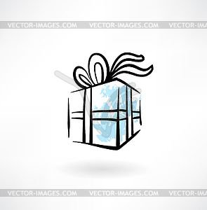 Gift box grunge icon - vector clip art