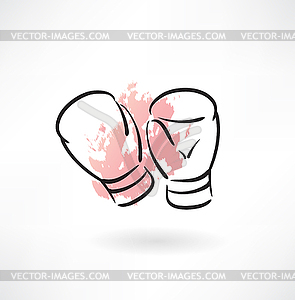 Boxing gloves grunge icon - vector image