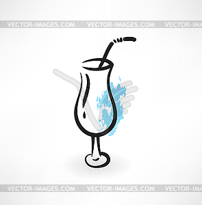 Coctail grunge icon - color vector clipart
