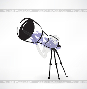 Значок телескоп гранж - векторное изображение клипарта
