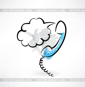 Handset grunge icon - vector clipart