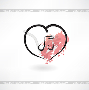 Love music grunge icon - vector clipart