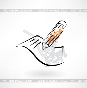 Pencil and paper grunge icon - vector clipart