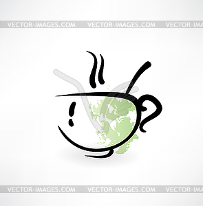 Hot cup grunge icon - vector image