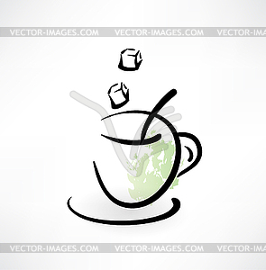 Чашка с иконой сахар гранж - графика в векторном формате