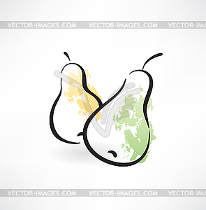 Pears grunge icon - vector clip art