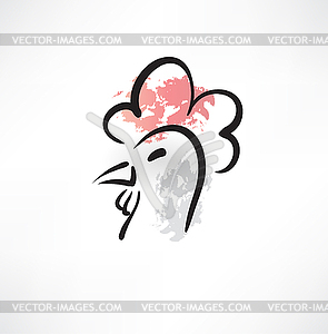 Chicken head grunge icon - vector clipart