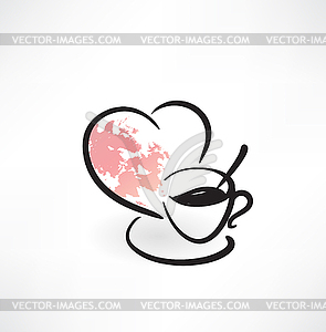 Love coffee grunge icon - vector clipart