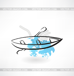 Значок лодка гранж - стоковое векторное изображение
