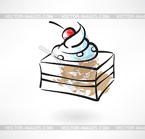 Cake grunge icon - color vector clipart