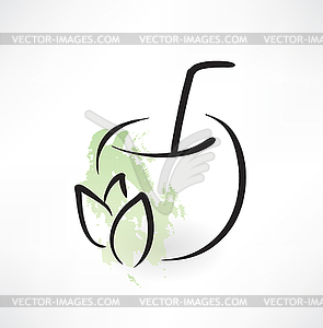 Green tea grunge icon - vector clipart