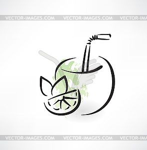 Green tea grunge icon - vector image