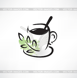 Herbal tea grunge icon - royalty-free vector clipart