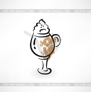 Coffee with cream grunge icon - vector clipart