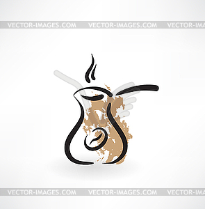 Coffee turk grunge icon - vector image