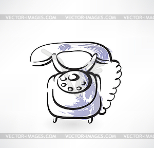 Old phone grunge icon - vector image