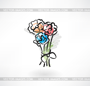 Bouquet grunge icon - vector image