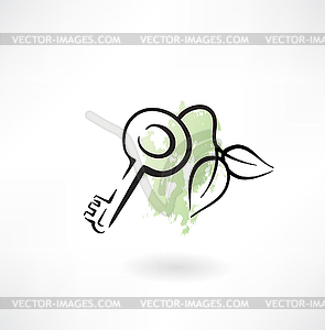 Eco key grunge icon - vector clipart