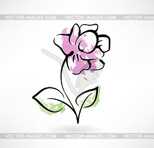 Flowers grunge icon - vector image