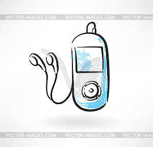 Music player grunge icon - vector clipart