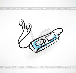 Music player grunge icon - color vector clipart