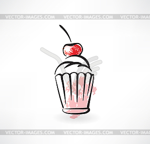 Cake grunge icon - vector image