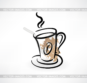 Cup of coffee grunge icon - vector image