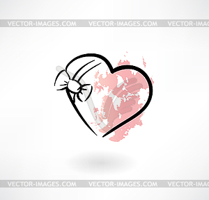 Heart and bow grunge icon - vector clip art