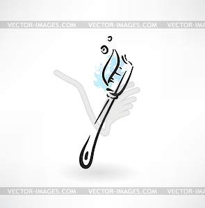 Toothbrush grunge icon - vector image