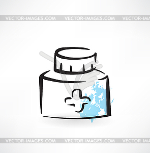 Jar of pills grunge icon - vector image