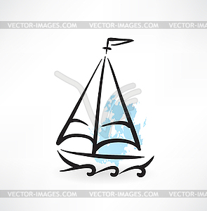 Sailboat grunge icon - vector image