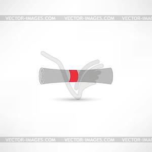 Roll paper with red ribbon icon - royalty-free vector image