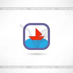 Red boat icon - vector image