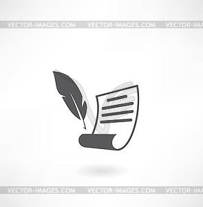 Бумажка с иконой пера - изображение в векторном формате