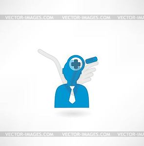 Man with magnifier - vector clipart