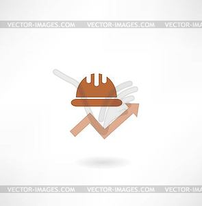 Construction helmet with schedule icon - vector clipart