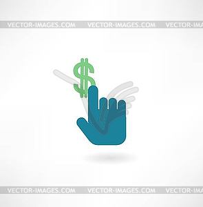 Hand holding money icon - vector image