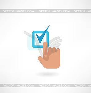 Hand and check mark icon - vector clipart