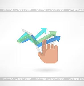 Hand and graph icon - vector clip art