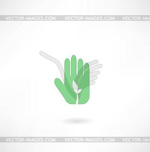 Hand with plant icon - vector clipart