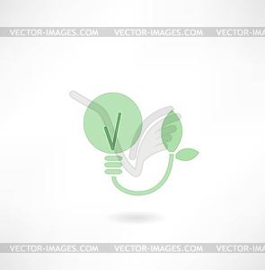 Ecological light bulb icon - color vector clipart