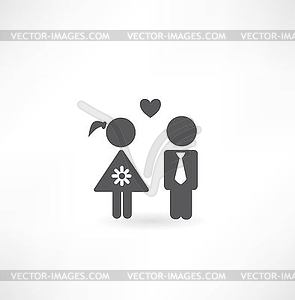 Boy and girl in love icon - vector clipart