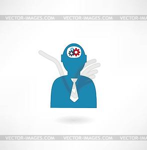 Man with cogs in head icon - vector clipart