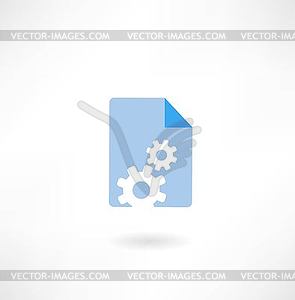 Paper with cogs icon - vector clip art