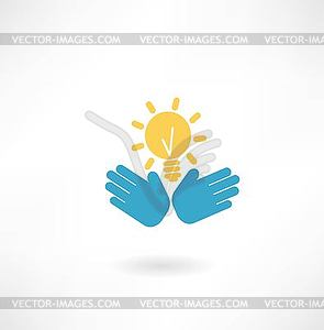 Hand with idea of ??an icon - vector clipart