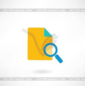 Paper under magnifying glass icon - vector clipart