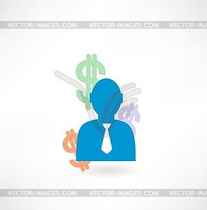 Man and icon dollar icon - royalty-free vector clipart