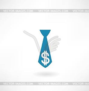 Tie with dollar icon - vector image